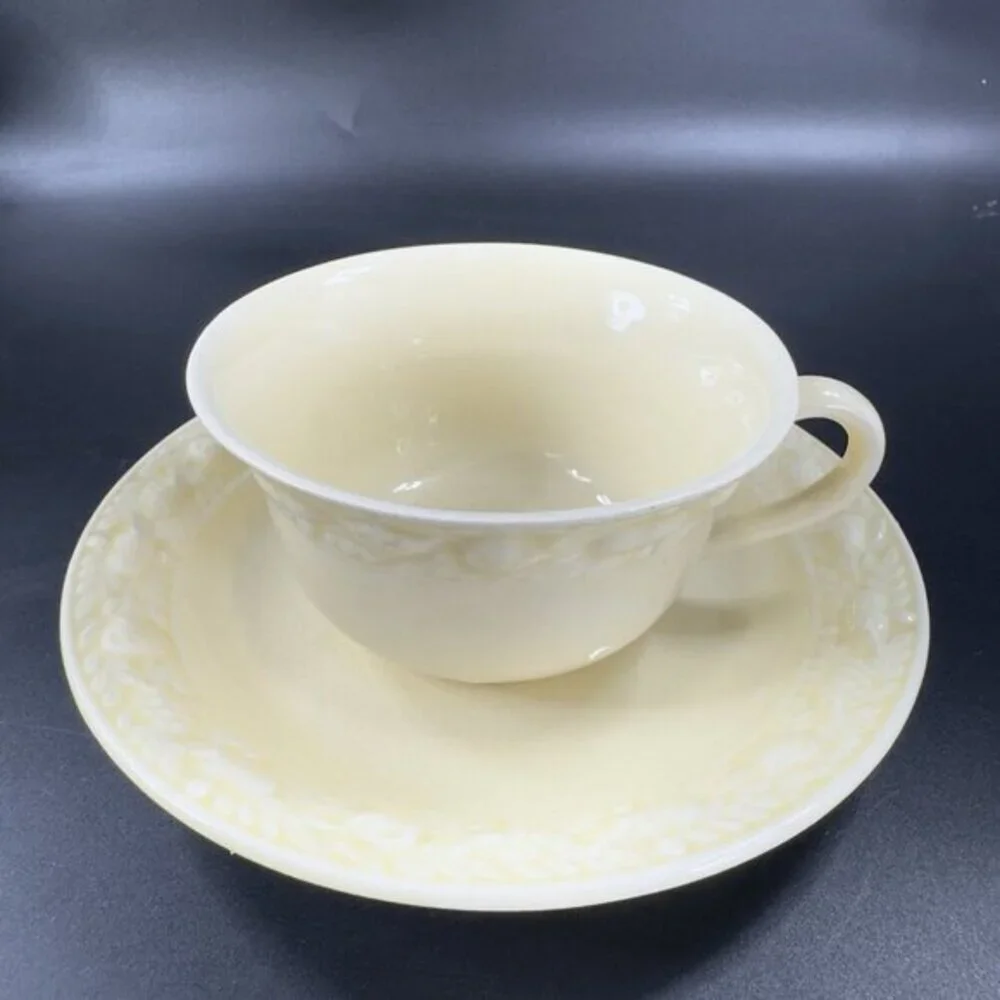 Antique Adams Titian Ware Royal Ivory Della‎ Robbia Teacup Saucer Set Porcelain